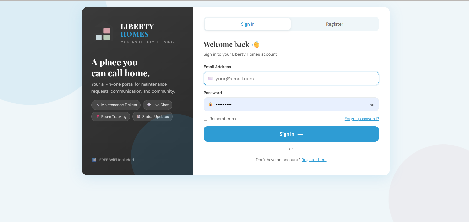 Liberty Homes — resident lifestyle portal
